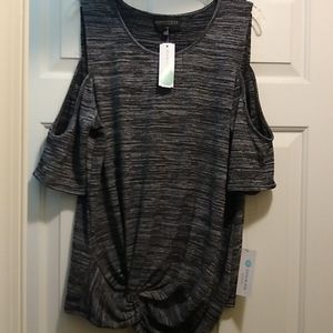 Gray and black cold shoulder top extra large